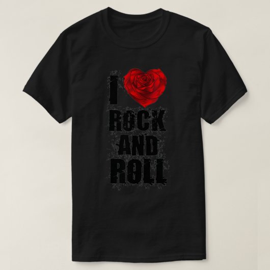 I Love RockNRollハート音楽 Tシャツ (デザイン正面)