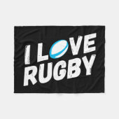I LOVE RUGBY フリースブランケット (正面(横))