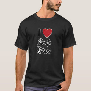 I LOVE SAINT ETIENNE France Europe with Red Love H Tシャツ