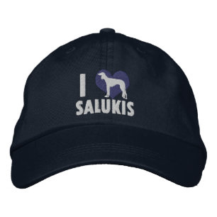 I Love Salukis Embroided Hat (ブルー) 刺繍入りキャップ