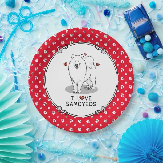 I Love Samoyeds – 犬かわいいハートサムミーおもしろい ペーパープレート (パーティー)