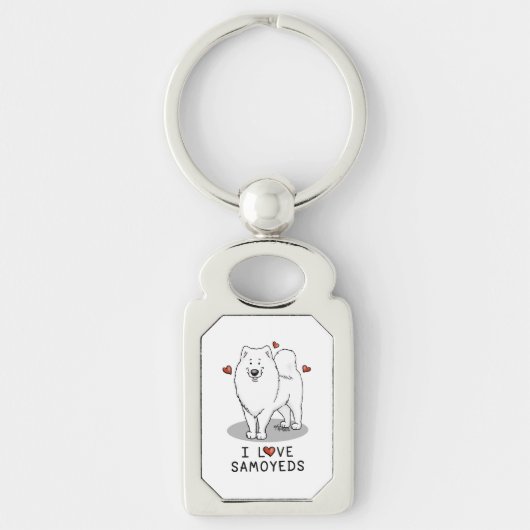 I Love Samoyeds – 犬かわいいハートSammie キーホルダー (正面)