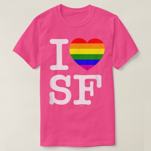 I Love San Francisco White, LGBTQ Rainbowハート Tシャツ (デザイン正面)