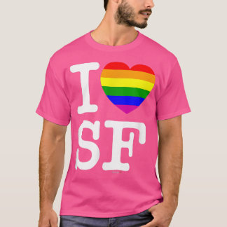 I Love San Francisco White, LGBTQ Rainbowハート Tシャツ