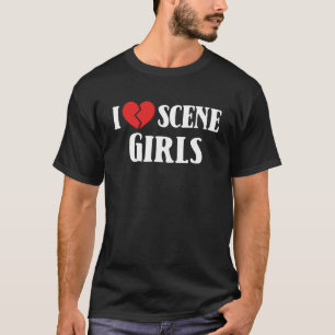 I Love Scene Girls 90 s 2000 sゴシックPunk Emo Broke Tシャツ