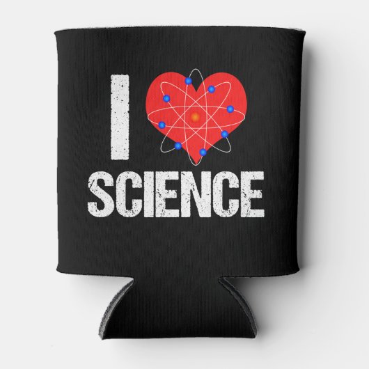 I Love Science クール Scientist Atom Model Black 缶クーラー (正面)