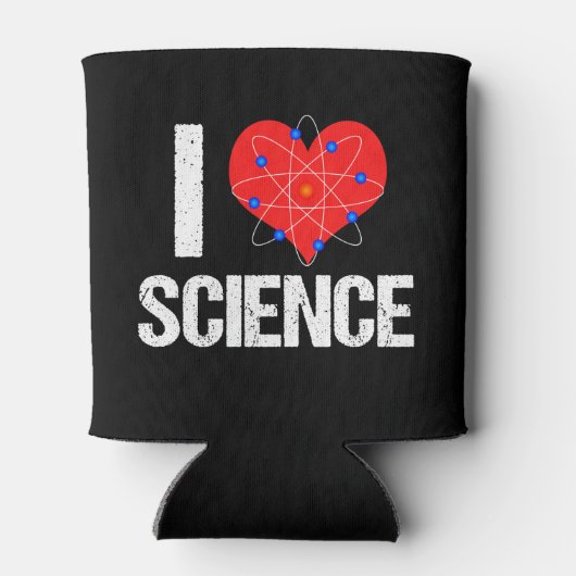 I Love Science クール Scientist Atom Model Black 缶クーラー (裏面)