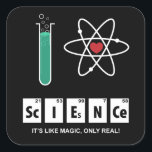 I Love Science – ステッカー<br><div class="desc">世界で一つの定数は変わらない。科学だ。気候変動からエネルギーの独立、飢餓と病気に至るまで、我々が顔している全ての問題の根底に、我々は科学の解決策を見つける。このカラフルデザインで科学原理のサポートを表示する。科学 – 魔法と同じだ実在が!</div>