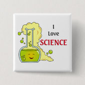 I Love Science Chemistry Flask 缶バッジ (正面)