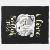 I Love Scottish Fold フリースブランケット (正面(横))