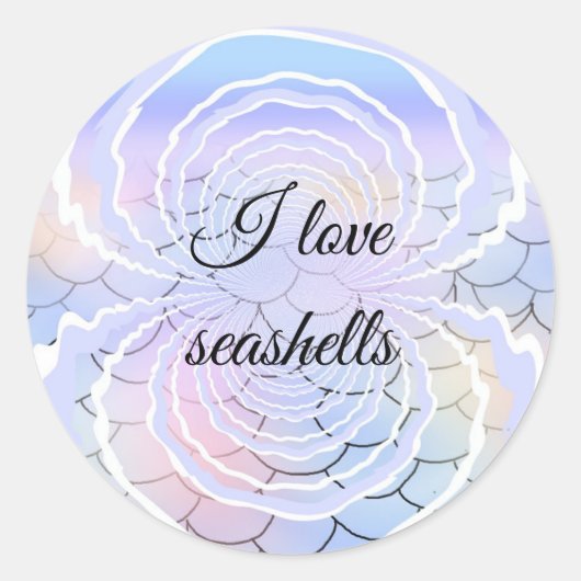 I Love Seashellsステッカー ラウンドシール (正面)