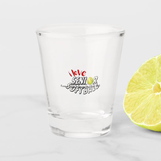 I Love Senior Softball Shot Glass ショットグラス (正面)