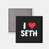 I Love Seth - ハート - 名前 マグネット (正面/裏面)