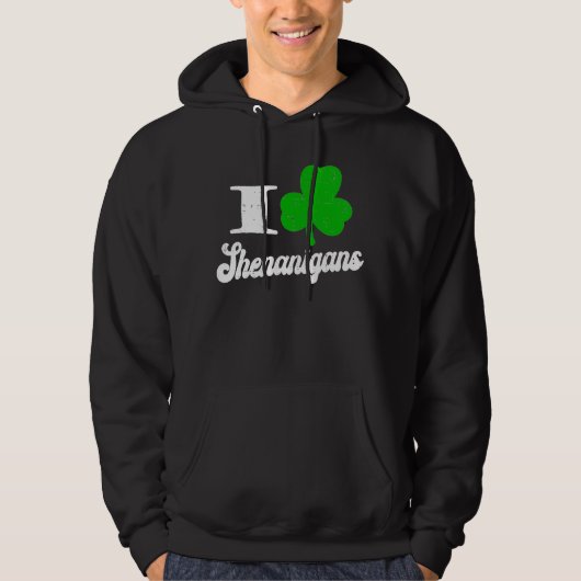 I Love Shenanigans Shamrock St Patrick Day Men Wom パーカ (正面)