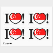 I Love Singaporeステッカー 長方形シール (シート)