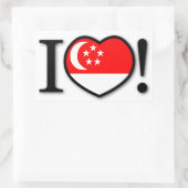 I Love Singaporeステッカー 長方形シール (バッグ)