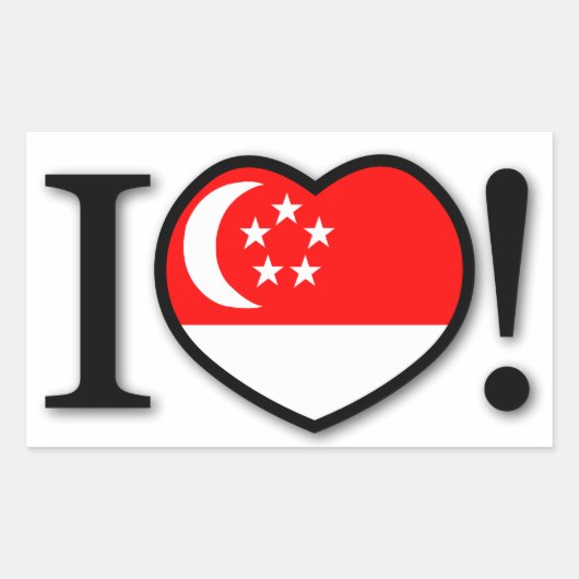 I Love Singaporeステッカー 長方形シール (正面)