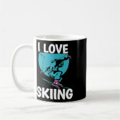 I Love Skiing Skiers Skier Ski Winter Sports  コーヒーマグカップ (左)