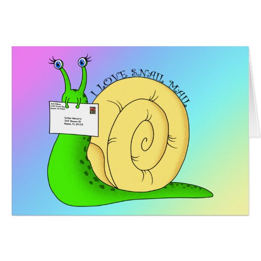 I Love Snail Mail （グラデーション） - 5" x 7"アートカード (正面横)