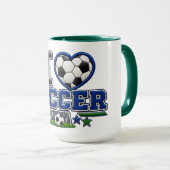 I Love Soccer Mug | Soccer Lover Coffee Cup Gift マグカップ (正面右)