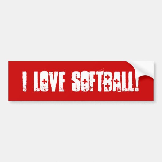 I Love Softball Wall / Laptop / Car Bumper Sticker バンパーステッカー (正面)