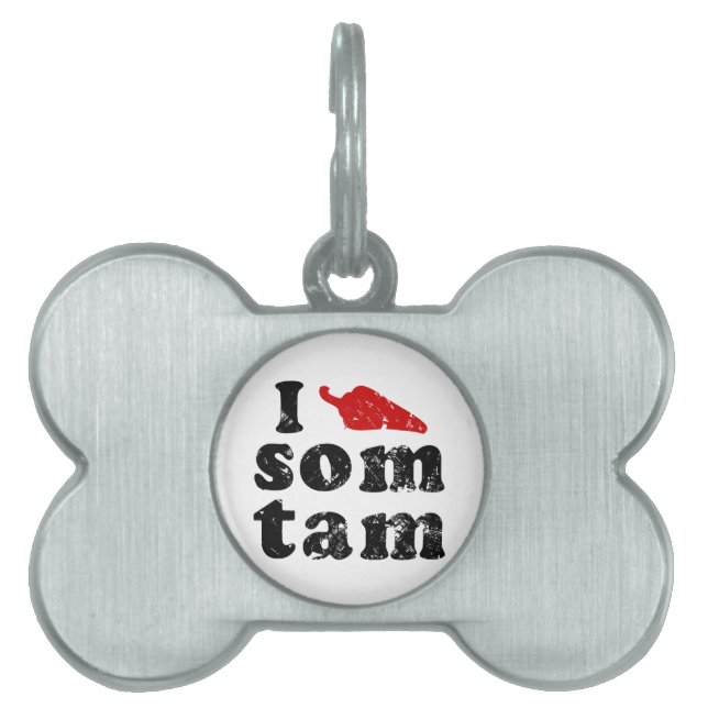 I Love Som Tam ❤ Thai Isaan Food ペットネームタグ (正面)
