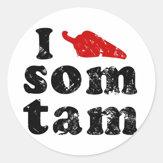 I Love Som Tam ❤ Thai Isaan Laos Food ラウンドシール (正面)