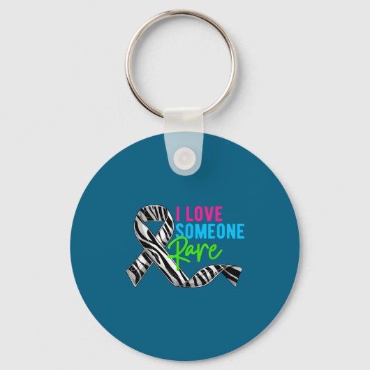 I Love Someone Rare Zebra Ribbon - Rare Disease Aw キーホルダー (正面)