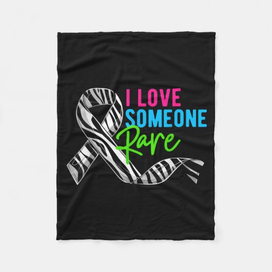 I Love Someone Rare Zebra Ribbon - Rare Disease Aw フリースブランケット (正面)