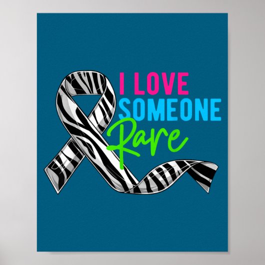 I Love Someone Rare Zebra Ribbon - Rare Disease Aw ポスター (正面)