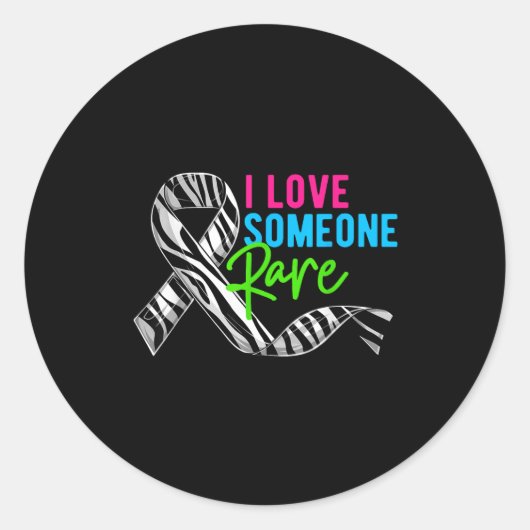 I Love Someone Rare Zebra Ribbon - Rare Disease Aw ラウンドシール (正面)