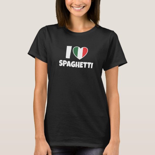 I Love Spaghetti with Italy Flag and Heart Premium Tシャツ (正面)