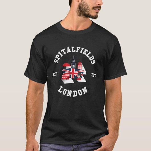 I Love SPITALFIELDS London City Flag Badge Tシャツ (正面)