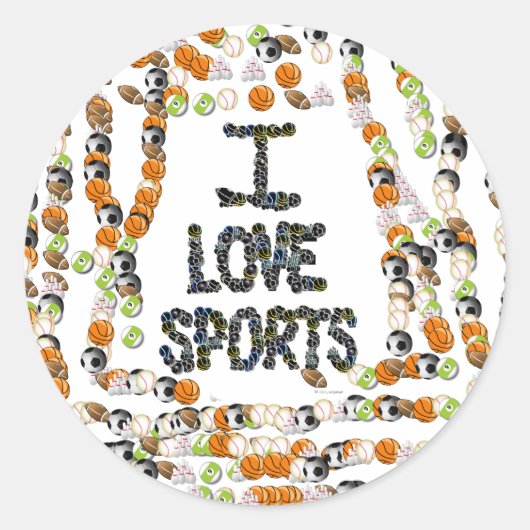 I Love Sports Sticker ラウンドシール (正面)