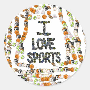 I Love Sports Sticker ラウンドシール