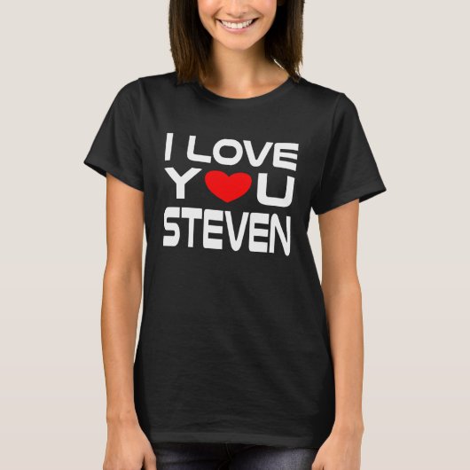 I Love Steven Red Heart to say Honey I love you Tシャツ (正面)