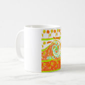 I Love Surf:美しいフローラとクール文字 コーヒーマグカップ (正面左)