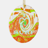 I Love Surf:美しいフローラとクール文字 セラミックオーナメント (右)