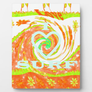 I Love Surf:美しいフローラとクール文字 フォトプラーク