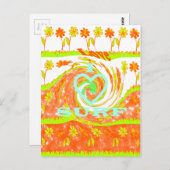 I Love Surf:美しいフローラとクール文字 ポストカード (正面/裏面)