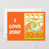 I Love Surf：美しいフローラとクール文字 ポストカード (正面/裏面)