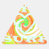 I Love Surf:美しいフローラとクール文字 三角形シール (正面)