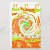 I Love Surf：美しいフローラとクール文字 便箋 (正面/裏面)