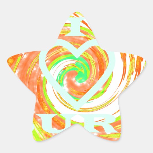 I Love Surf:美しいフローラとクール文字 星シール (正面)