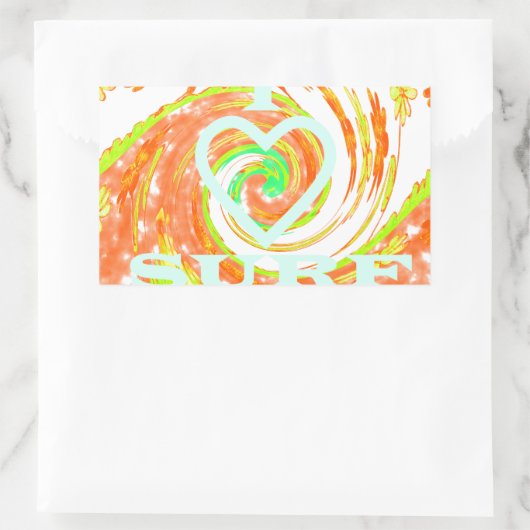 I Love Surf:美しいフローラとクール文字 長方形シール (バッグ)