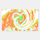 I Love Surf:美しいフローラとクール文字 長方形シール (正面)