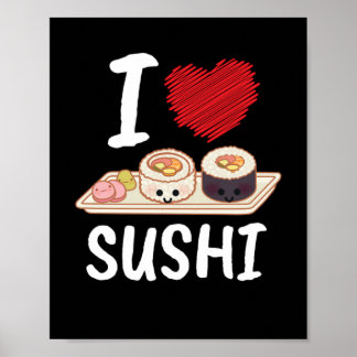 I Love Sushi Japanかわいい ポスター