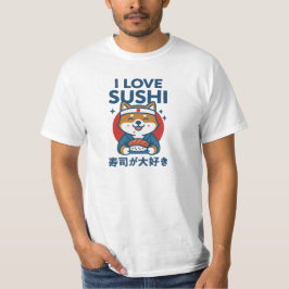 I Love Sushi Shiba Inu Japanese Food Kawaii Dog Tシャツ