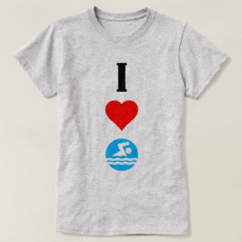 I Love Swim / IハートかわいいレディースTシャツ Tシャツ