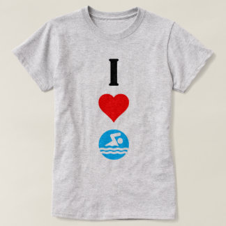 I Love Swim / IハートかわいいレディースTシャツ Tシャツ